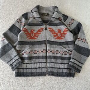 J.L. Powell Mens M Zip Sweater Alpaca Wool Eagle Aztec Southwestern $325